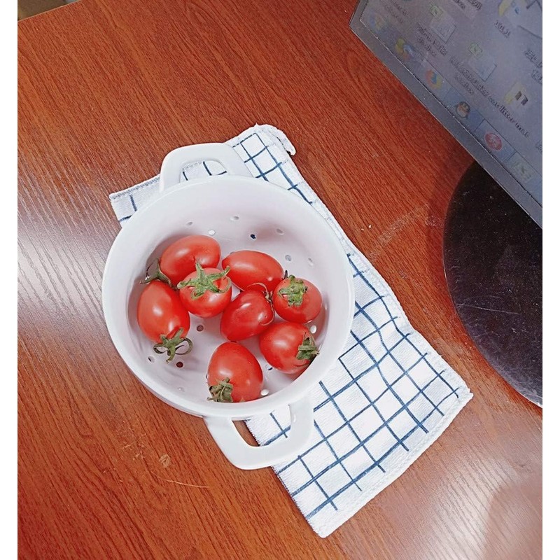 Fyuan Ceramic Porcelain Colander Kitchen Strainer Bowl for Vegetable Fruit