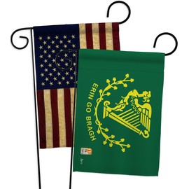 Nationality Erin go Bragh Garden Flags Pack Regional Nation International World Country Particular Area USA Vintage Applique Small Decorative Gift Yard House Banner US Made 13 X 18.5