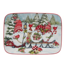 Certified International Christmas Gnomes Rectangular Platter 14" x 10", Multicolor, Large