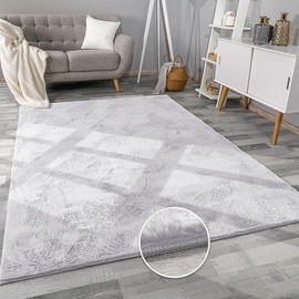 BedLooms Rugs Living Room 60x110 cm, Fluffy Faux Rabbit Fur Silver Light Grey Area Rugs for Bedroom Rug – Machine Washable Thick Low Pile Floor Carpet Bedside Rug for Kids Room, Non Shed Non Slip Rug