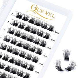 Cluster Lashes QUEWEL Einzelne Wimpern C Curl 8mm Wimpern Einzeln Wimpern Segmente Breit Fundament Individuelle Wimpern für Augen Make-up DIY Wimpernverlängerung(Natürlich 02-C-8mm)