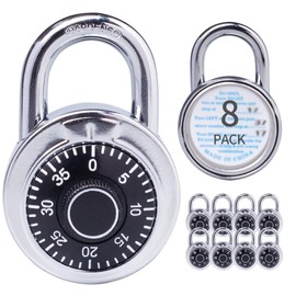 XanHen Combination Padlocks with Metal Body, Indoor Use for Gym Lockers & School Locker, ‌Black, 8-Pack