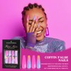 French Coffin Nails Fire Flames Shiny Fake Nails Wildfire Fluorescent