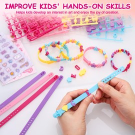 TranRantic Freundschaft Armband Making Kit für Mädchen, Schmuck Selber Machen Kit für 5 6 7 8 Jahre Alte Mädchen Geschenke, Kinder-Schmuck-Sets für Mädchen Geburtstag Geschenke mit Aufklebern