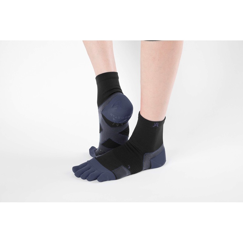 Ergoster Cross Taping Socks, 5-Toe Mid-Length, Running Socks, Lime x