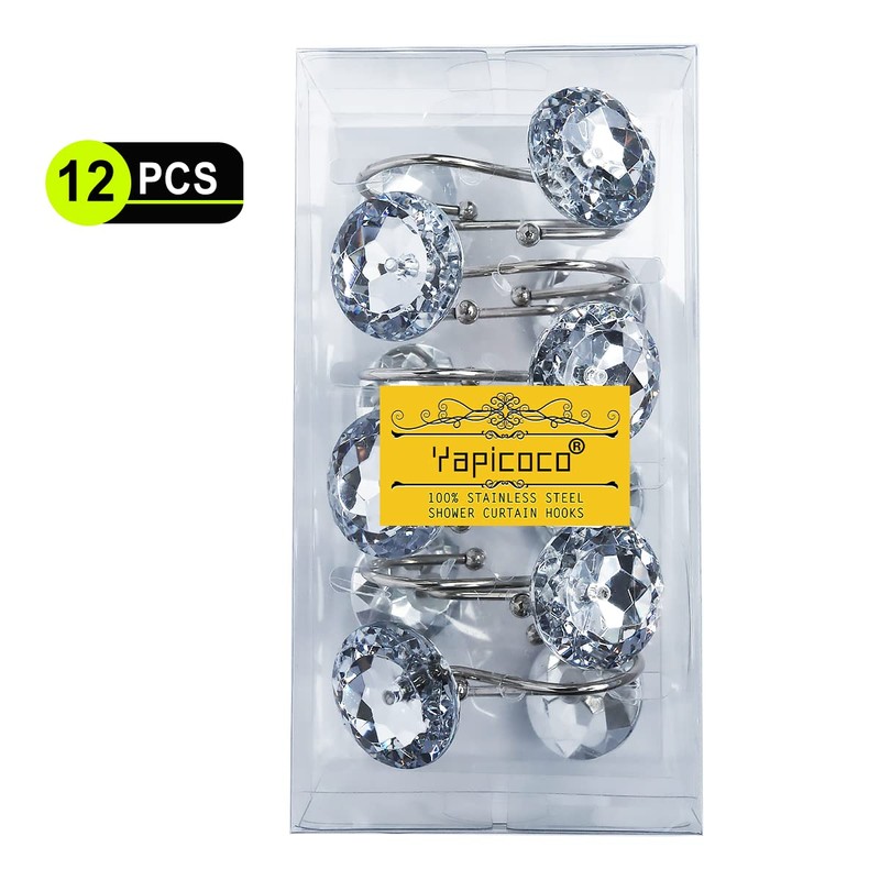 12PCS Shower Curtain Hooks Rings for Bathroom, Stainless Steel Rust