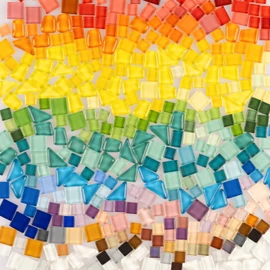 500g Mosaic Tiles for Crafts, Irregular Small Mosaic Glass Pieces, Colorful Craft Supplies for Handmade DIY Art Projects, Home Decorations, Photo Frames, Vases, Mirrors(Crystal Full Mix)