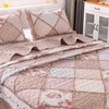 VIVILINEN Queen Size Light Pink Floral Patchwork Quilt Set 3-PieceReversible