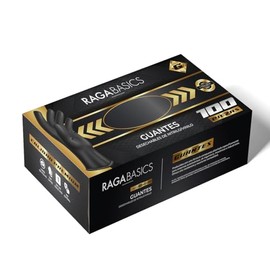 Raganet | 100 Guantes de Nitrilo Vinil de Alta Calidad Color Negro, Sin Látex, Sin Polvo, Diseño Ambidiestro, Ajuste Perfecto, Desechables y Resistentes Talla Mediana