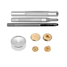 Trimming Shop 12mm 10pcs Gold S Spring Press Stud Snap Fastener Four Parts with Fixing Hand Tools for DIY Arts & Crafts, Projects, Leathercrafts