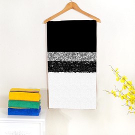AnBuPan Sequined Black Silver Texture Hand Towel Not Shiny Face Towels Suit Travel Sports Pool Swimming Bath Camping Spa Gym Yoga,15x30 Inch
