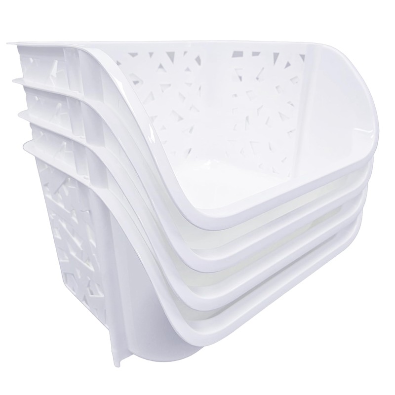 Skywin Plastic Stackable Storage Bins for Pantry White - 4-Pack