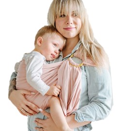 Shabany® - Ring Sling Tragetuch - 100% Bio Baumwolle - Babybauchtrage für Neugeborene Kleinkinder bis 15 KG - inkl. Baby Wrap Carrier Anleitung - rosa (cuddles)