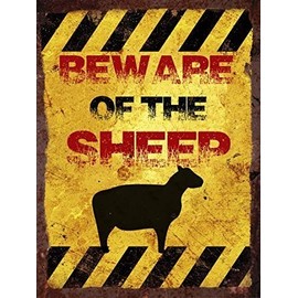 Finger prints - Beware of the sheep - Vintage Metal Wall Sign