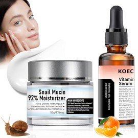 Crema De Baba De Caracol Original, VC Serum Facial, 2PCS, Snail Mucin 92, facial Reparadora Hidratante, Crema Hidratante Facial Diario, Hidratacin... 