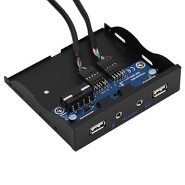 VBESTLIFE Floppy Faceplate, USB 2.0 HD Audio Floppy Faceplate 3.5 Inch 9-Pin to 2 USB 2.0 Interfaces with One Microphone and Audio Plug