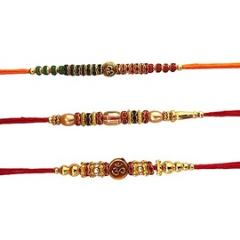 SLNDOKTG Set of 3 Premium Rakhi Set Rakhi for Brother and Bhabhi Rakhi Bracelet Rakhi Thread Rakhee for Brother Raksha Bandhan Bracelet Thread Bracelet Wrist bands for Loving Brother Sister