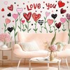 Whaline Valentine's Day Wall Stickers Love Heart Flower Red Pink