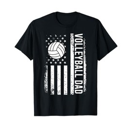 Vintage Volleyball Dad USA Flag Retro Fathers Day Daddy Papa T-Shirt