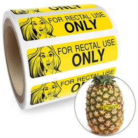 Rectal Use Only Stickers (200/Roll) Funny Gag Joke Gifts - Prank Your Friends and Make Them Laugh (1.5" x .375") (Yellow)