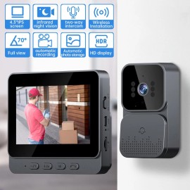 Smart Doorbell Chime w/ Visual Display Screen Safe for Kid Living Alone at Home