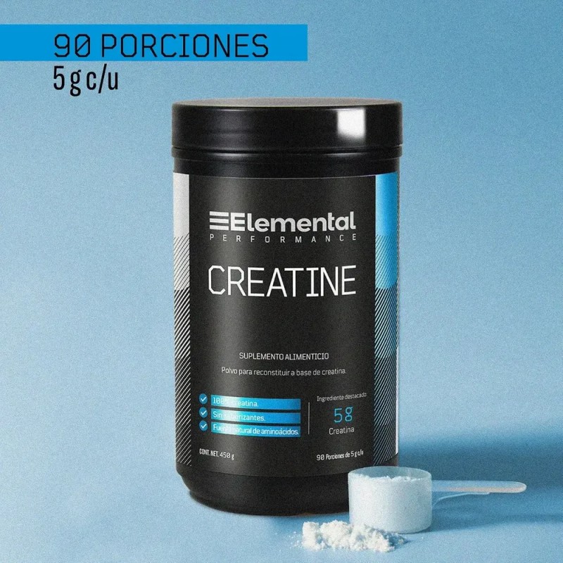 Elemental Creatina Monohidratada Micronizada 450g 90 porciones | Hecha por