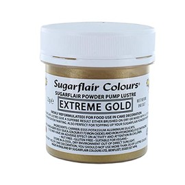 Sugarflair Extreme Gold E171 Free Edible Glitter Dust Powder Pump Refill - Food Colouring Powder, Edible Colour Dust, Brush On or Add Rejuvenator for a Paint Effect - 25g