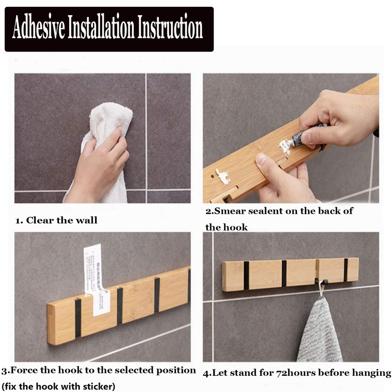 Wooden Wall Mounted Folding Rack, Modern Wall Floating Coat Hook