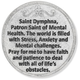 St St. Saint Dymphna Pocket Token Coin 1.2 with Prayer Catholic Patron Stress Anxiety Mental Health by Gifts Catholic, Inc.