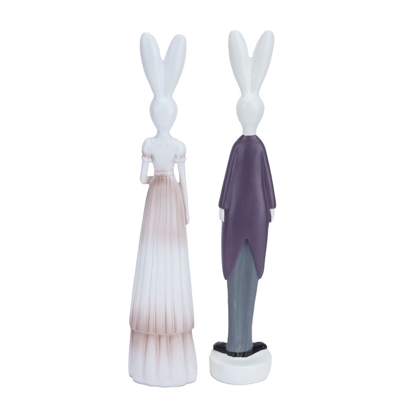 1 Pair Rabbit Ornament Innovative Resin Couple Rabbits Figurine Wedding