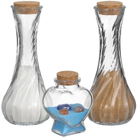 Zerodeko Set di 3 bottiglie di vetro con tappi in sughero per cerimonia di sabbia matrimonio decorazione e regalo per coppie 6 pollici