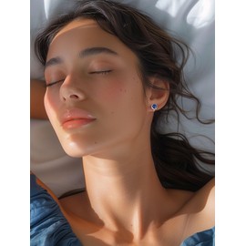 Silvora S925 Silver Birthstone Series Clip-On Earrings with 8mm Synthetic Sapphire Center Stone Surrounded by Small White Cubic Zirconia - No Piercing, September Birthstone