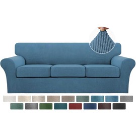 Turquoize 4 Piece Sofa Covers for 3 Cushion Couch Sofa Slipcover With Separate Cushion Couch Cover for Dogs Thick Soft Couch Slipcover Washable Elastic Furniture Protector for Pets(XL Sofa,Dusty Blue)