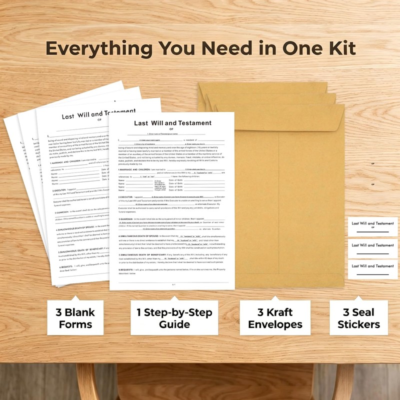 Last Will and Testament Kit, Joyfulmap Simple Will Forms –