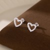 Reffeer Solid 925 Sterling Silver CZ Heart Stud Earrings for