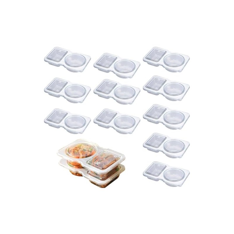 MAIXINNEW 20 Pcs Double Condiment Containers with Lids, Reusable Snack