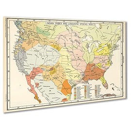 1650 US Map Native American Indian Tribes Languages | Historical Poster (23"x31")