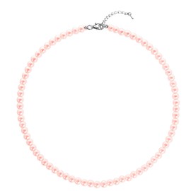 Aleasha 4mm Pearl Necklace Women Pink Pearl Necklaces Faux Pearl Choker Wedding 40cm Jewelry Gift