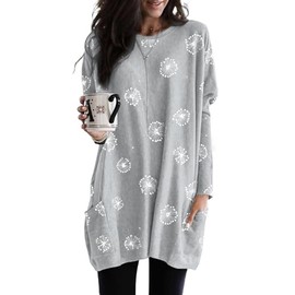 Dokotoo Plus Size Fall Dresses Womens Long Shirts Tunic Tops for Women Loose Fit Dressy Long Sleeve Oversized Shirts Casual Sweatshirt Dress Teacher Outfits Gray XL
