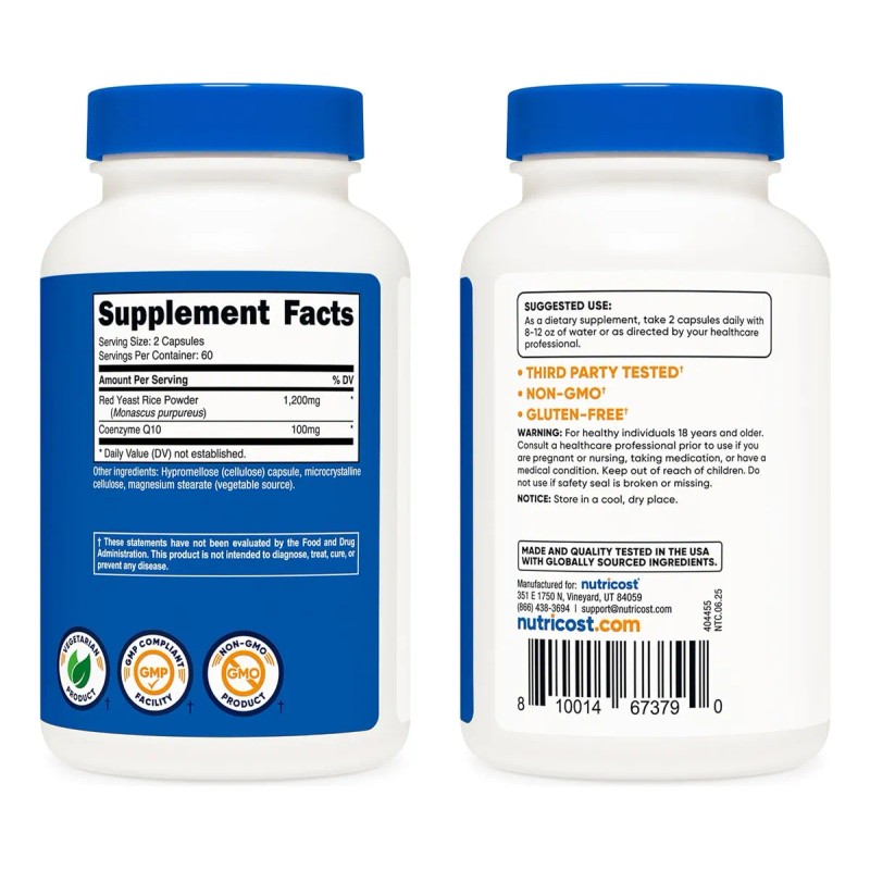 Nutricost Red Yeast Rice With Coq10 Sin Sabor