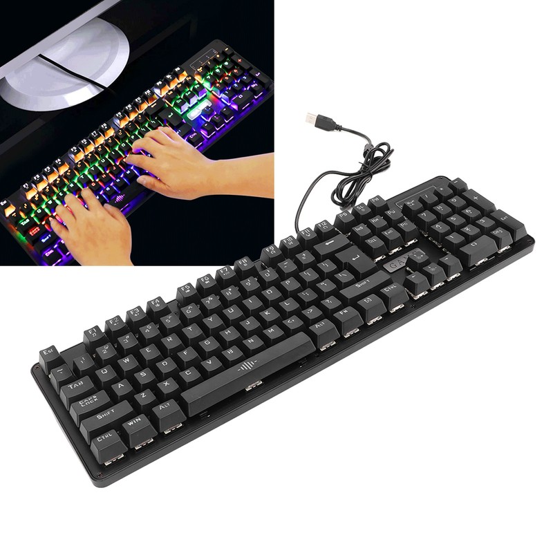 Mechanical Gaming Keyboard Wired RGB Backlit 104 Keys ABS Blue