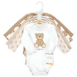 Hudson Baby Unisex Baby Cotton Long-Sleeve Bodysuits, Teddy Bears 5-Pack, 9-12 Months