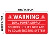10PCS Solar Label Pack, Joyfulmap 4 X 2Inch,Warning-Dual Power Supply-Sources: