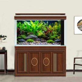 ZatiasMiller Aquarium Background Tropical Fish with Green Plants and Stones Terrarium Background Aquatic Plants Rocks Moss Tropical Style Landscape Aquarium Backdrop Fish Tank Backdrop Vinyl 24x12in