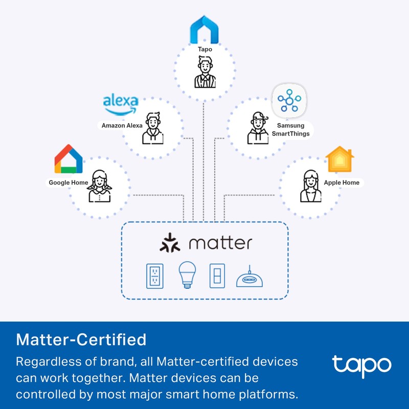 TP-Link Tapo Smart Plug P210M, Wi-Fi in-Wall Outlet, Matter Compatible,