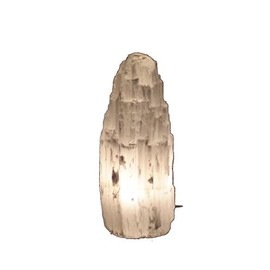 Selenite Crystal Tower Mountain Lamp - Natural Selenite Specimen Mineral Rough Decor - Night Light - Desk Lamp - Table Lamp 8"