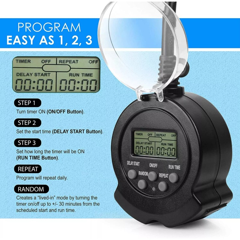 Clear Power CP Grounded Outlet EZ Digital Timer & 2