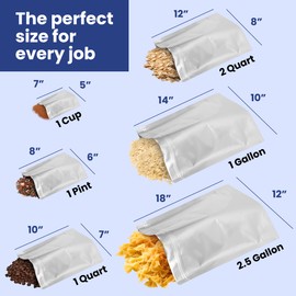 30x Wallaby 2.5-Gallon Gusset Mylar Bag Bundle - (7.5 Mil - 12" x 18") Stand-Up Zipper Pouches + 30x Labels - Heat Sealable, Food Safe, & Reliable Long Term-Food Storage Solutions - Silver