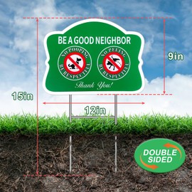 FIEXRNJ No Peeing and No Pooping Dog Sign 12"" x 9"" 2 Pack, Double Sided Keep Off The Grass Yard Signs with Metal Wire H-Stakes, Outdoor Use,Waterproof & UV Protected, Green