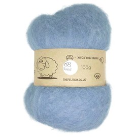 Carded Wool for Felting - Needle Felting, Batt, Craft - Single Shade (Group C), 100 Grams 3.5 Oz Bluebell (88)